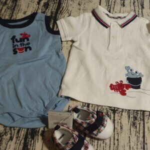 Gymboree Beach Crawler 3-6 Month Bodysuit Shirt Size 02 Shoes Outfit NWT